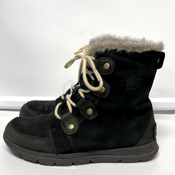 Sorel Explorer Joan Boots Women’s Black Suede Leather Lace Up Waterproof Size 9 - Picture 12 of 16